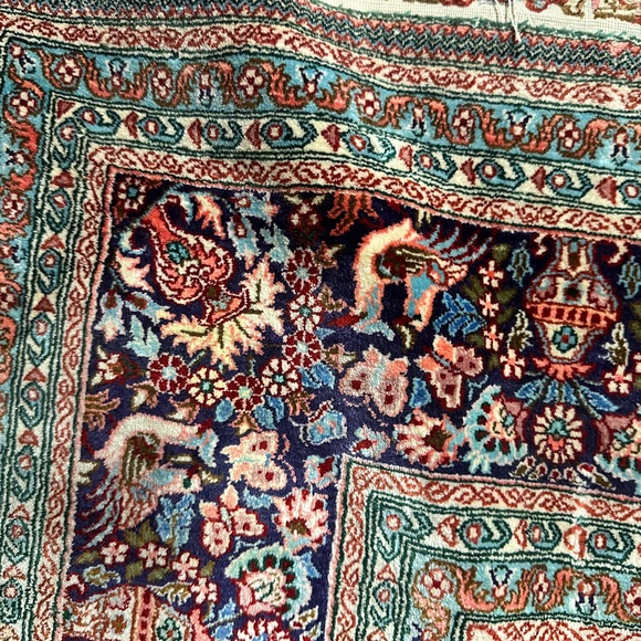 Vintage Persian Silk & Wool Floral Rug – Handwoven Kashan Design, 8x10 - Picture 1 of 3
